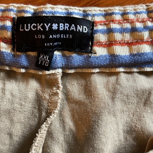 Lucky Brand XXL tan linen elastic tie waist pocketed zip/button shorts - Picture 7 of 10